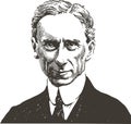 Bertrand Russell portrait in line art illustration Royalty Free Stock Photo