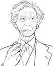 Bertrand Russell portrait in line art illustration Royalty Free Stock Photo