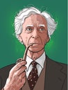 Bertrand Russell portrait in line art illustration