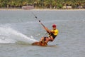 Beruwala,Sri Lanka- 01 July 2019 Tourist kitesurfing in Sri Lanka beaches. sri lanakn tourism culture