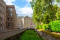 View of New Lanark Heritage Site, Lanarkshire in Scotland, United Kingdom, Europe.