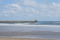 Berwick-upon-Tweed pier and lighthouse Royalty Free Stock Photo