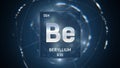Beryllium as Element 4 of the Periodic Table 3D animation on blue background Royalty Free Stock Photo