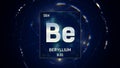 Beryllium as Element 4 of the Periodic Table 3D animation on blue background Royalty Free Stock Photo