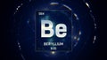 Beryllium as Element 4 of the Periodic Table 3D animation on blue background