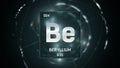 Beryllium as Element 4 of the Periodic Table 3D animation on green background