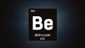 Beryllium as Element 4 of the Periodic Table 3D animation on grey background