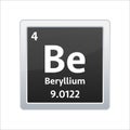 Beryllium symbol. Chemical element of the periodic table. Vector stock illustration.