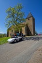 Austin Healey and the Berze church during Tour Auto