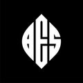 BES circle letter logo design with circle and ellipse shape. BES ellipse letters with typographic style. The three initials form a Royalty Free Stock Photo