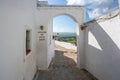 Besame en este arco (Kiss me in this arch) at Abades Viewpoint - Arcos de la Frontera, Cadiz, Spain Royalty Free Stock Photo