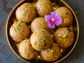 Indian sweets- Besan laddoo top view Royalty Free Stock Photo