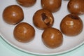 Besan Laddoo - Roasted gram flour mixed with Ghee and sugar to make round shape balls,  Indian sweets Royalty Free Stock Photo