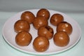 Besan Laddoo - Roasted gram flour mixed with Ghee and sugar to make round shape balls,  Indian sweets Royalty Free Stock Photo