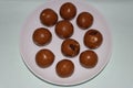 Besan Laddoo - Roasted gram flour mixed with Ghee and sugar to make round shape balls,  Indian sweets Royalty Free Stock Photo