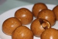 Besan Laddoo - Roasted gram flour mixed with Ghee and sugar to make round shape balls,  Indian sweets Royalty Free Stock Photo