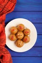 Besan laddu, vegan iIdian sweets with wallnuts and goji berries