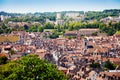 Besancon cityscape with tiled roofs of old houses