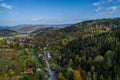 Beskid mountains in Zywiec Poland, Polish mountains and hills aerial drone photo Royalty Free Stock Photo