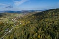 Beskid mountains in Zywiec Poland, Polish mountains and hills aerial drone photo Royalty Free Stock Photo