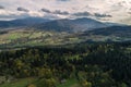 Beskid mountains in Zywiec Poland, Polish mountains and hills aerial drone photo Royalty Free Stock Photo