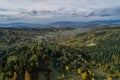 Beskid mountains in Zywiec Poland, Polish mountains and hills aerial drone photo Royalty Free Stock Photo