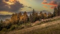 Beskid Zywiecki panorama at sunset, Poland