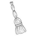 Besom organic broom sketch doodle. Hand drawn vector image