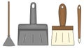 Besom, shovel and brushes