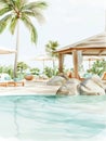 Bespoke concierge arranging luxury experiences, upscale resort setting, service-focused interaction