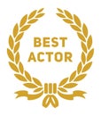 Best actor award label. Golden laurel branch. Vintage style Royalty Free Stock Photo