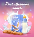 Best Afternoon Snack Banner, Baby Milk and Cookies