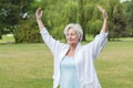 Best ager women practising yoga ant tai chi