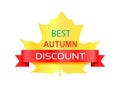 Best Autumn Discount Sticker Vector Illustration