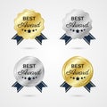 Best Award badge gold and silver logo design five star collection on white gradient background vector