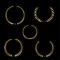 Best award Vector gold award laurel wreath set. Winner label, leaf symbol victory, triumph and success illustration.