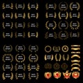 Best award Vector gold award laurel wreath set. Winner label, leaf symbol victory, triumph and success illustration set