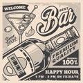 Best bar monochrome vintage flyer Royalty Free Stock Photo