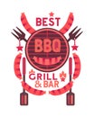 Best BBQ grill funny flat hand drawn vector color icon Royalty Free Stock Photo