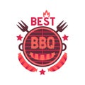 Best BBQ grill funny flat hand drawn vector color icon Royalty Free Stock Photo