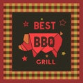 Best BBQ grill retro style hand drawn cartoon poster
