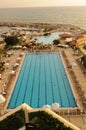 The giant pool-landscape and beach of the luxury MÃÂ¶venpick hotel in Beirut-City Royalty Free Stock Photo