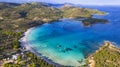 Best beaches of Corsica island - aerial panoramic view of beautiful Rondinara beach Royalty Free Stock Photo