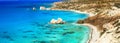 Best beaches of Cyprus - Petra tou Romiou, famous as a birthplace of Aphrodite Royalty Free Stock Photo