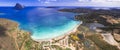 Best beaches of Sardegna island. Tavolara, Aerial drone view Royalty Free Stock Photo