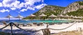 Beaches of Skopelos island -  Limnonari . Sporades islands of Greece Royalty Free Stock Photo