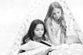 Best books for kids. Children read book in bed. Reading before bed can help sleep better at night. Stories every kid Royalty Free Stock Photo