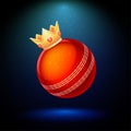 Best bowling cricket award poster design with illustration of cricket ball and golden winner crown. Royalty Free Stock Photo
