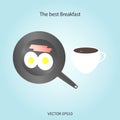 Best Breakfast of eggs, bacon coffee Royalty Free Stock Photo