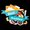 Best Breakfast Icon Background in Modern Flat Style Vector Illus